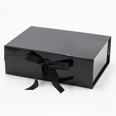 Verniz lustroso das caixas de presente duras pretas da roupa de 2mm com punho da corda