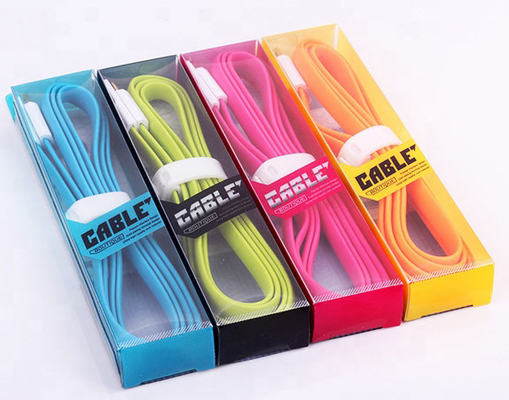 Caixa de empacotamento 14g 16g do PVC do cabo do Usb de IPhone Samsung 1M 3FT