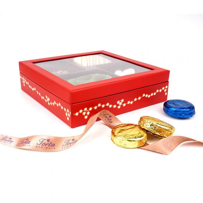 caixa de presente de papel do chocolate da janela do PVC de 1mm que empacota 800gsm 900gsm 1000gsm 1