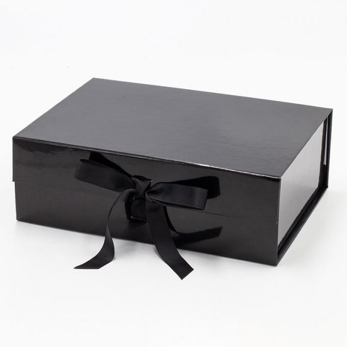 Verniz lustroso das caixas de presente duras pretas da roupa de 2mm com punho da corda 1