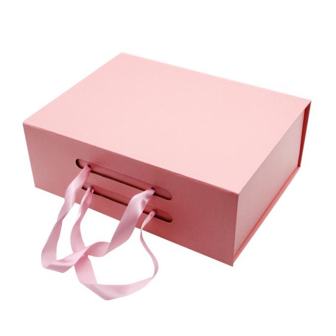 Do papel dobrável da fita da caixa do presente caixa de papel lisa dura personalizada luxuosa de Flip Top String Ribbon Handle das caixas de presente de cartão 1