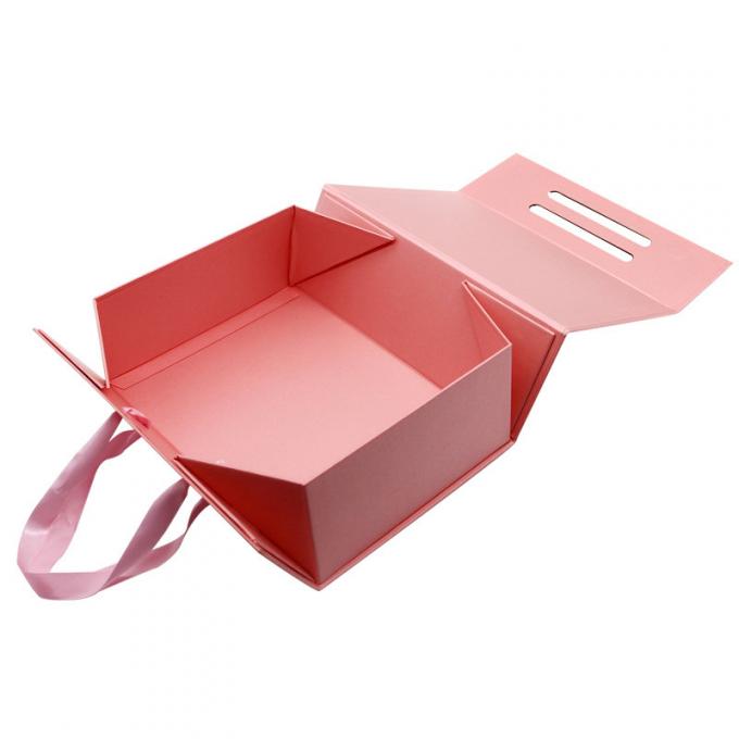 Do papel dobrável da fita da caixa do presente caixa de papel lisa dura personalizada luxuosa de Flip Top String Ribbon Handle das caixas de presente de cartão 0