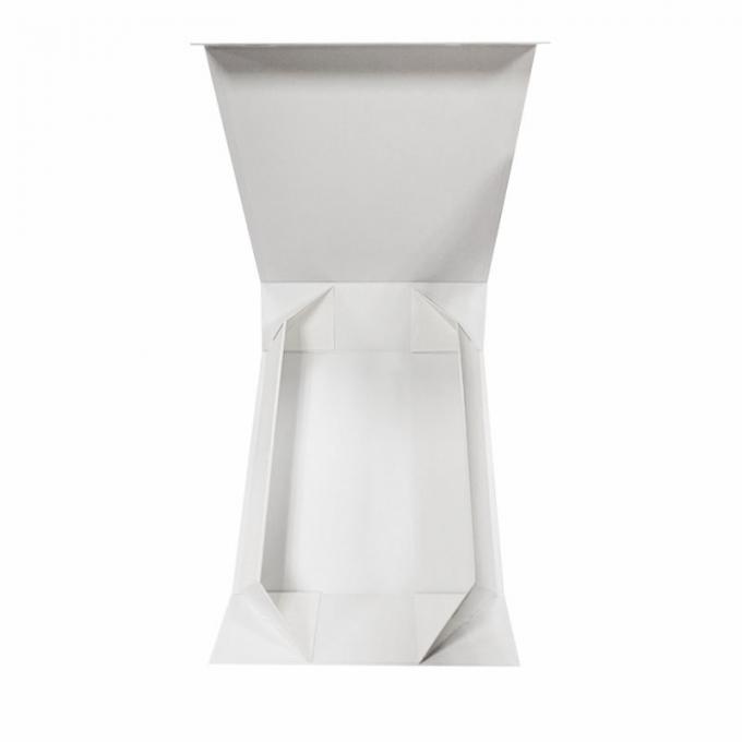 Do papel dobrável da fita da caixa do presente caixa de papel lisa dura personalizada branca de Flip Top String Ribbon Handle das caixas de presente de cartão 1