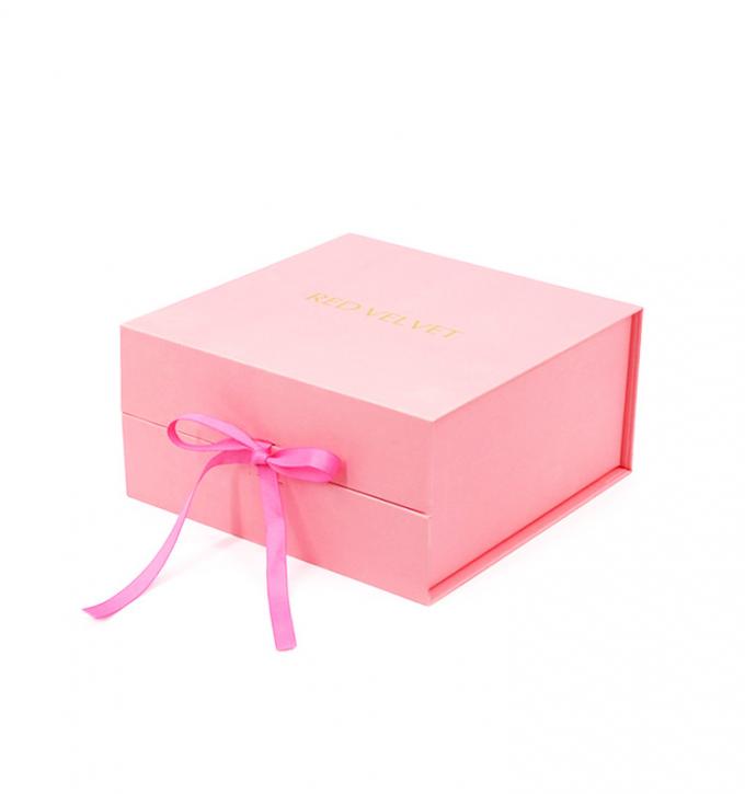 caixas de presente duras magnéticas do rosa 1600g com o ponto da fita UV 2