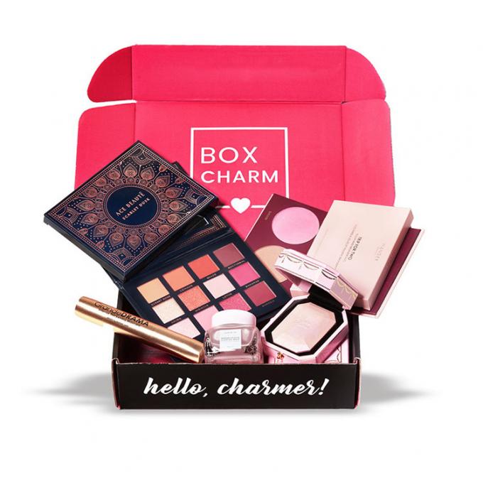 Revestimento aquoso de Flip Cosmetic Packaging Paper Box do cartão cor-de-rosa do pdf AI 3
