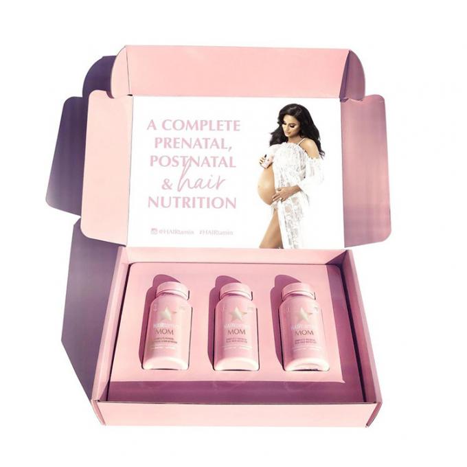Revestimento aquoso de Flip Cosmetic Packaging Paper Box do cartão cor-de-rosa do pdf AI 2